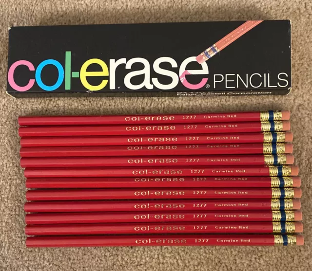 Faber Castell Col-erase Carmine Red Erasable Color Pencils Art Box of 12 New