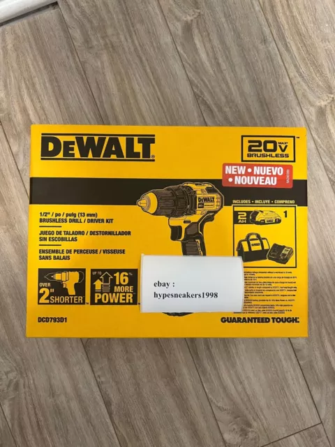 DEWALT 20V MAX Cordless Drill Driver DCD793D1 with battery,  charger, and bag