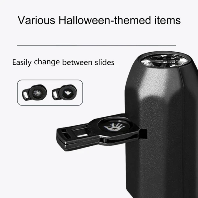 Projecteur LED Rotatif Halloween - 6 Motifs (crânes, Fantômes), 360°, Alimentation USB - Pour Mur, Plafond, Jardin