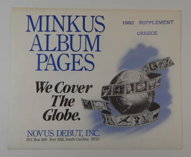 Minkus Greece 1992 Supplement Stamp Album Pages