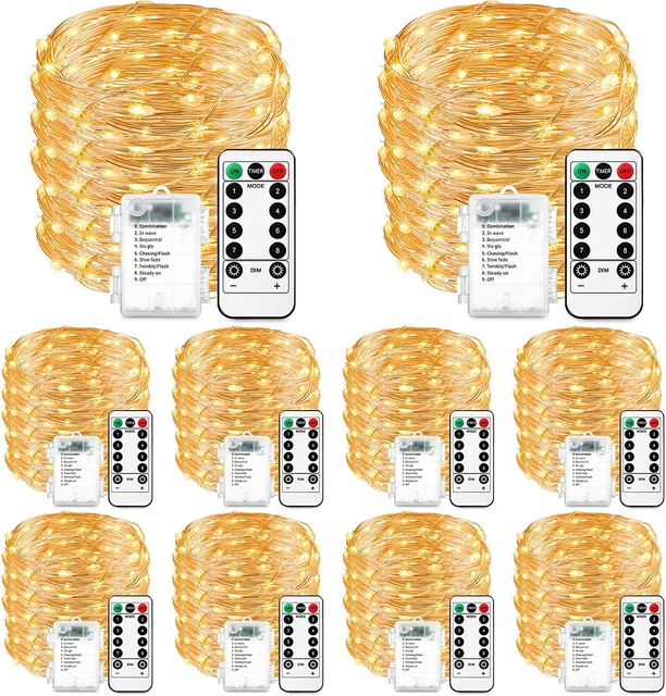 10 Pack Fairy String Light with Timer Function 16.4Ft 50 LED Twinkle Copper Wire
