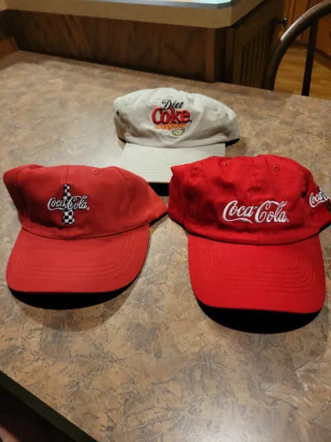 Vintage Coca-Cola Diet Coke Hats Baseball Caps Nascar Checkered Flag Bottle
