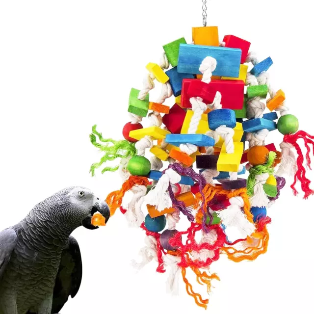 Vogel-Kauspielzeug Für Große Papageien, Mehrfarbig, Natürliche Holzblöcke, Reiße