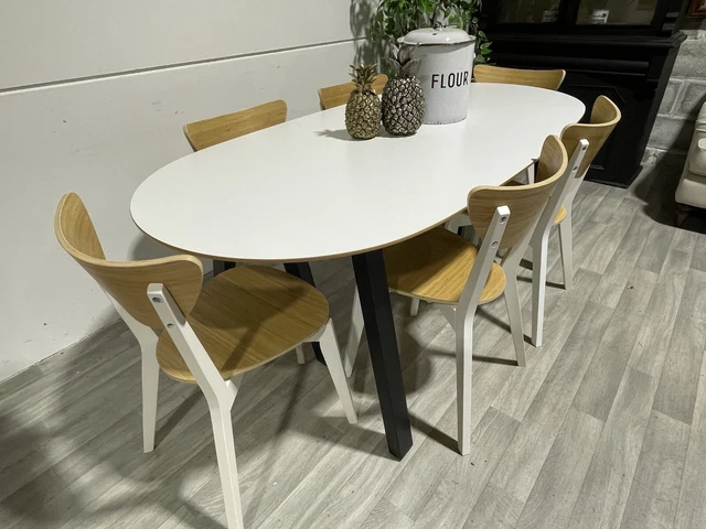 IKEA OVAL DINING table and 6 NORDMYRA chairs Excellent Condition £495. ...