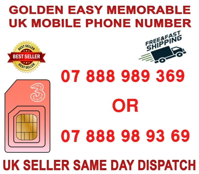 Numero Di Cellulare Vip Golden Easy Memorable Uk 07 888 989 369 B 70