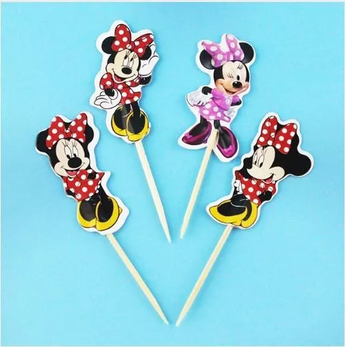 24pcs Minnie Mouse Dancing Cupcake Toppers Pick Cartoon Kids Birthday Party Deco