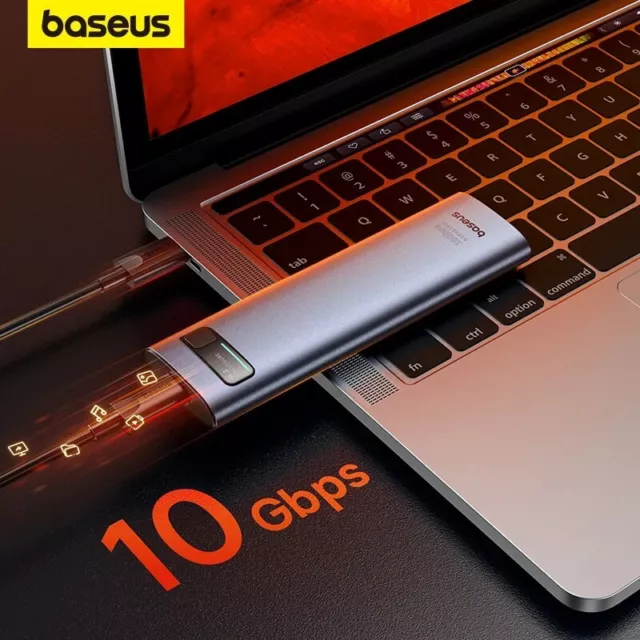 Baseus SSD Sata NVME M2 Case Dual Protocol M.2 to USB Type C Enclosure PC Case