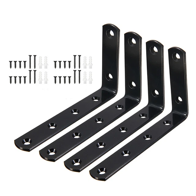 4Pcs Heavy Duty Cast Iron Wall Mounted L Shaped Angle Shelf Bracket Support Set 10