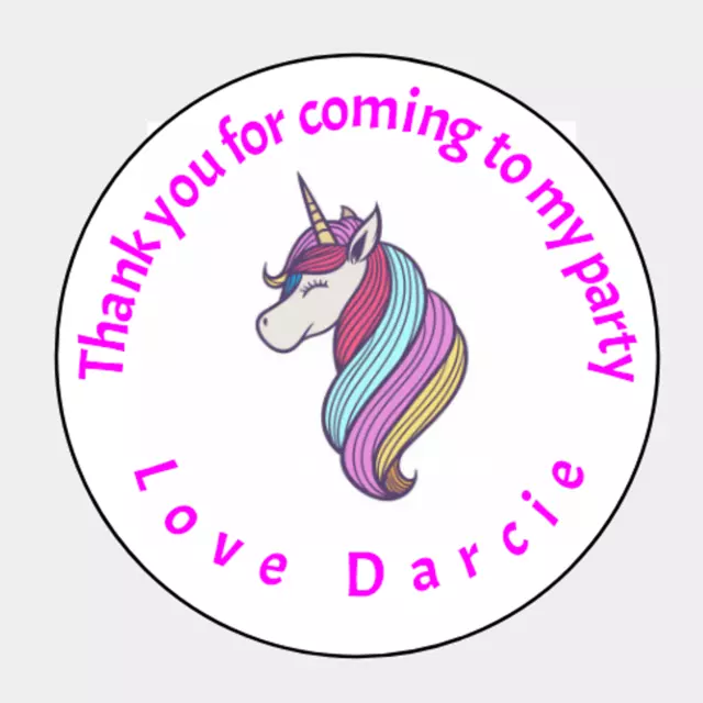 Printed Thank you for coming to my party bag cone Thank you Sticker Labels