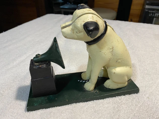 ANTIQUE CAST IRON RCA NIPPER DOG with VICTROLIA - STILL BANK/DOOR STOP - 6" TALL ANTIQUE CAST IRON RCA NIPPER DOG with VICTROLIA - STILL BANK/DOOR STOP - 6" TALL