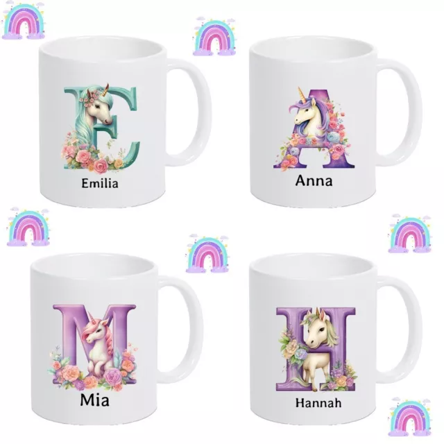 Einhorn Namenstasse personalisierte Kaffee-Tasse mit Namen Kinder Unicorn Pferd