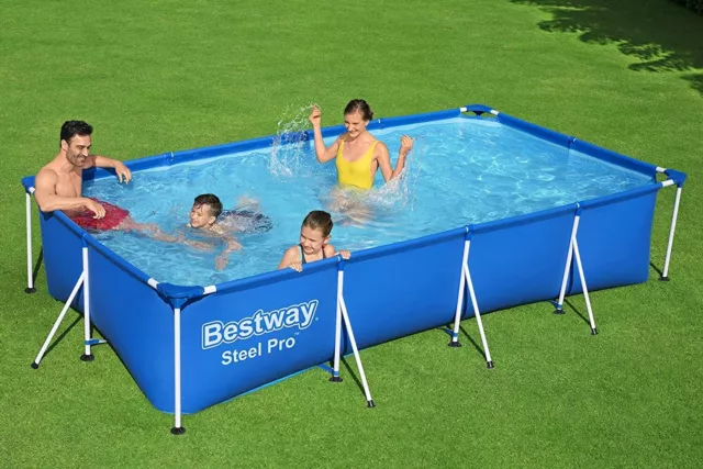 Bestway 56405 Swimmingpool 400x211x81cm Family Pool mit Metallrahmen Neu Pool