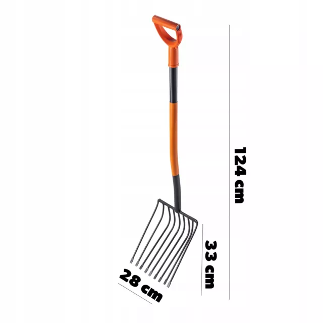 KADAX Kartoffelgabel mit langem Stiel, Steingabel aus robustem Stahl, 9 Zinken 3