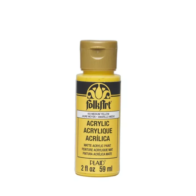 FolkArt Acrylic Paint 2oz - Medium Yellow (455) - 4pkg