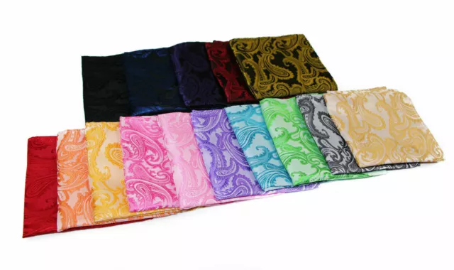 Mens Pocket Square Formal Paisley Pattern Men's Hanky Wedding Black Handkerchief