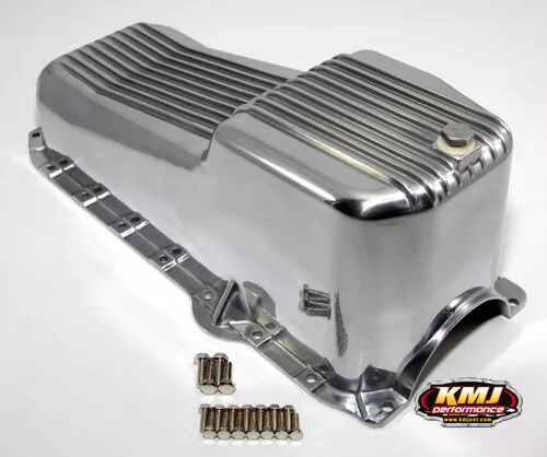 86-02 SBC Chevy Finned Aluminum Oil Pan - 305 5.0L 350 5.7L Vortec 1pc Rear Seal