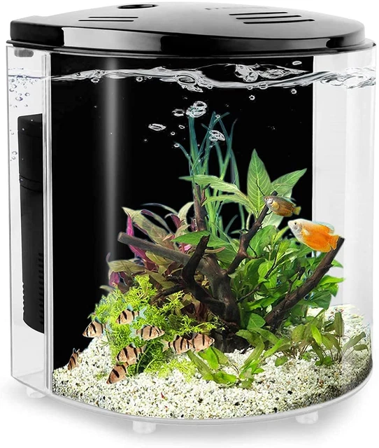 1.2 Gallon Betta Aquarium Starter Kit Fish Tank with LED Light and Filter Pump