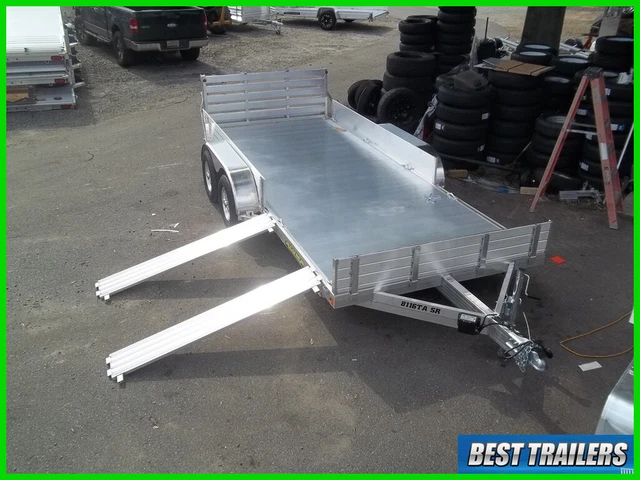 aluma 8116 SR 7 x 16 double atv trailer side load utv aluminum utility w sides