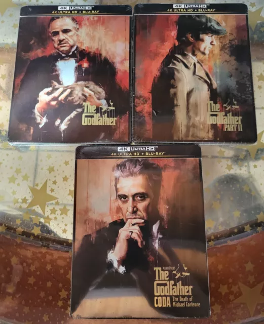 Lot De 3 STEELBOOKS 4K Ultra HD + Blu-ray - " LE PARRAIN 1 + 2 ET 3 "  . Neufs