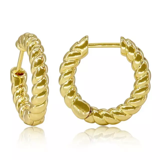 Boucles D'Oreilles pour Femme Plaqué Or 18 Carat Créoles or Jaune Étanche O6174D