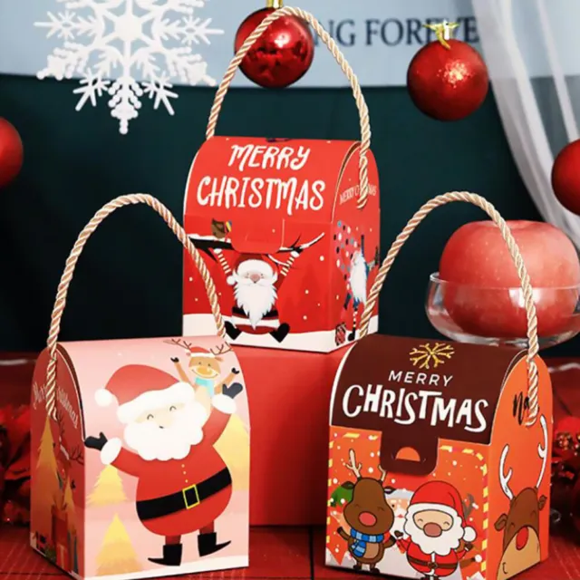4 piezas Caja de regalo de Navidad de papel Bolsa de cumpleaños Bolsas de golosinas navideñas