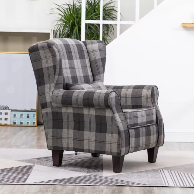 Tartan Armchair Lounge Wingback Chair