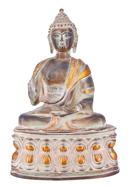 Whitewhale Brass Lord Buddha Statue Blessing Buddha Idol Murti for Home Decor