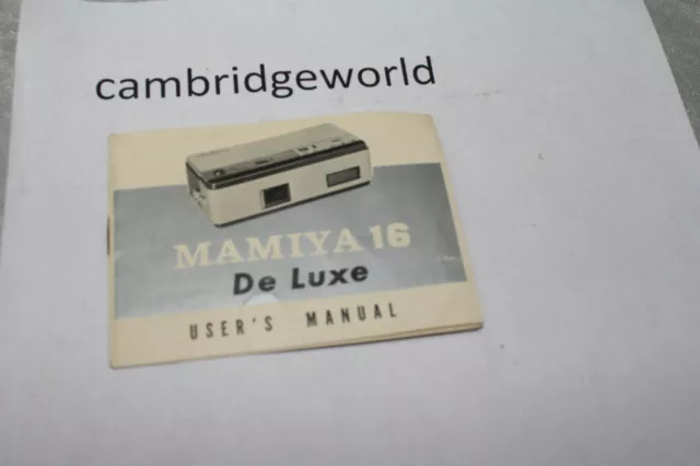 Mamiya  16 De Luxe Cameras Instruction Manual Guide Book Genuine Original