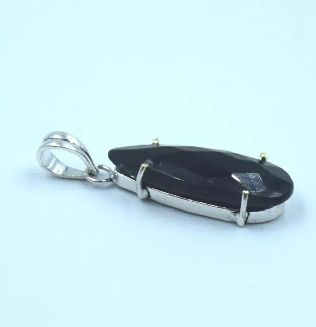 925 Sterling Silver Black Spinel Gemstone Handmade Jewelry Pendant