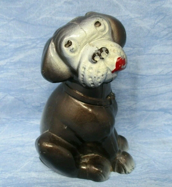 Vintage Dog Bank Metal Tongue Sticking Out