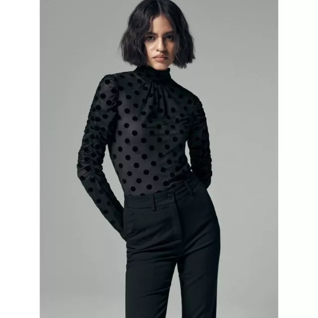 Ember Women's Long Sleeve Bodysuit Black Polka Dot Size L