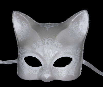 Mask from Venice Cat White Florale Crafts - Luxury Painted Handmade 22647 X4D