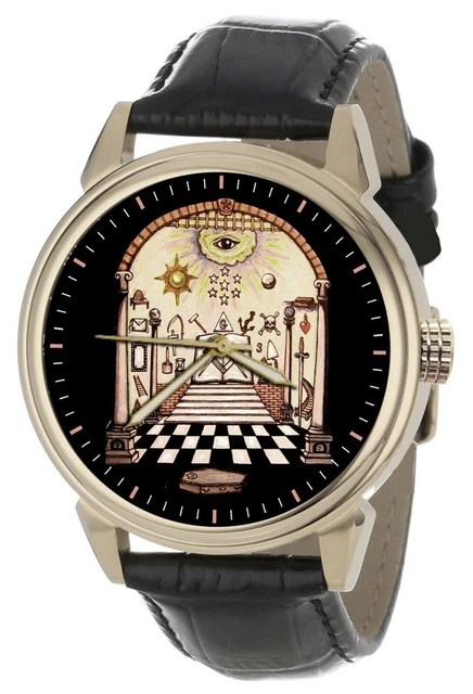 Montre De Poche Quartz Cadran Chrome Avec Boussole Maçonnique - Collier Pendentif Cadeau Franc-maçon