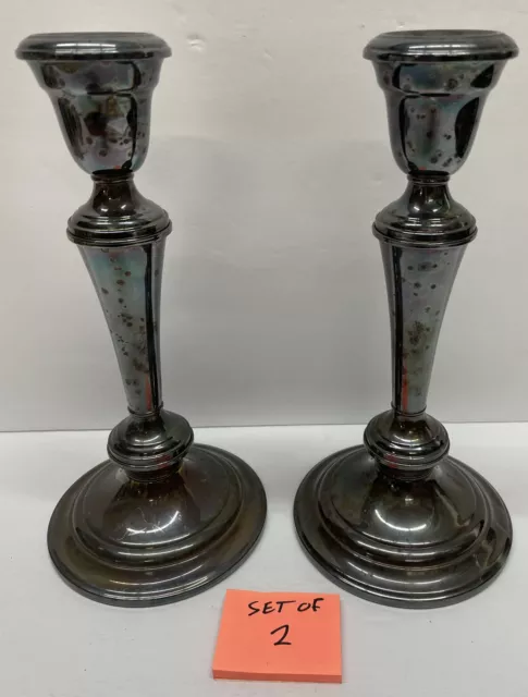 Vtg Gorham Silver Plate Candlesticks Adjustable Height & Style Tarnished YC3032