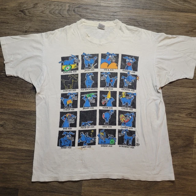 VTG 1992 Donkey Jack Ass Humor Shirt Mens XL The Outhouse Designs Thrashed VTG 1992 Donkey Jack Ass Humor Shirt Mens XL The Outhouse Designs Thrashed