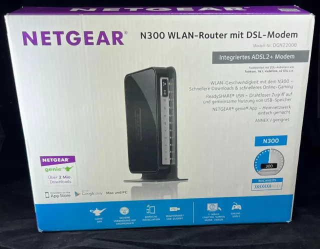 Netgear Wireless-N 300 Router (2,4 GHz) mit integriertem ADSL-Modem 