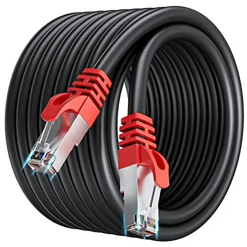 Cable Ethernet 15m Haut Débit, Cat 7 Cable RJ45 Plat Câble Réseau
