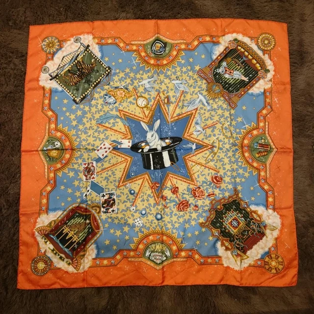 Hermes Scarf About 90 88 La Magie Rabbit Playing Card Magic Star Heart