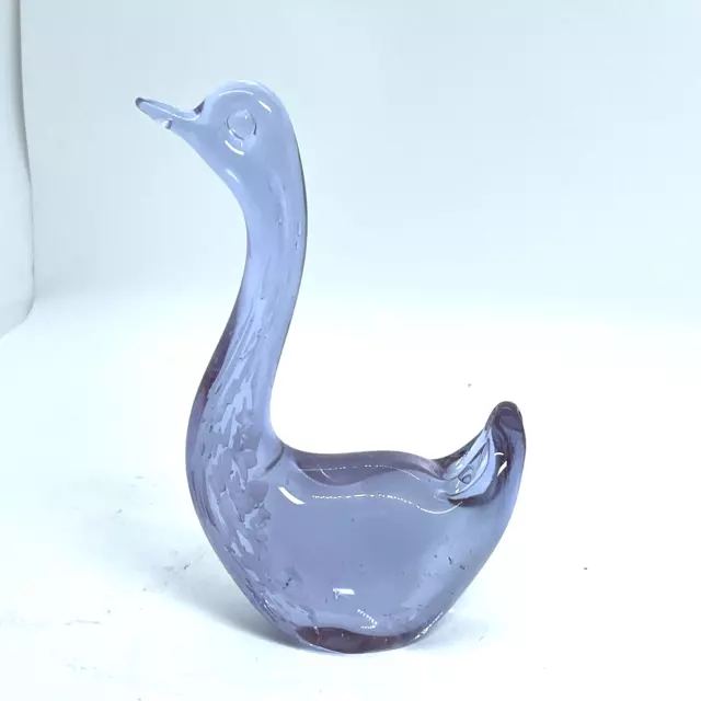 Vintage Alexandrite Neodymium Blue Purple Glass Swan Bird Figurine Art Glass 6"