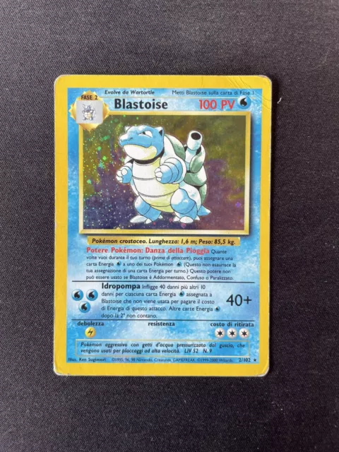 Carta Pokemon Blastoise 2/102 Set Base Ita Holo VINTAGE