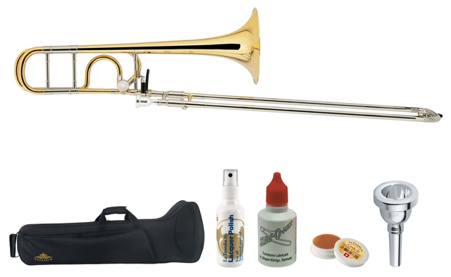 Trombone Ténor Sib Plaqué Or - Débutants & Adultes - Avec Etui, Embout, Gants & Chiffon - YoungMonic