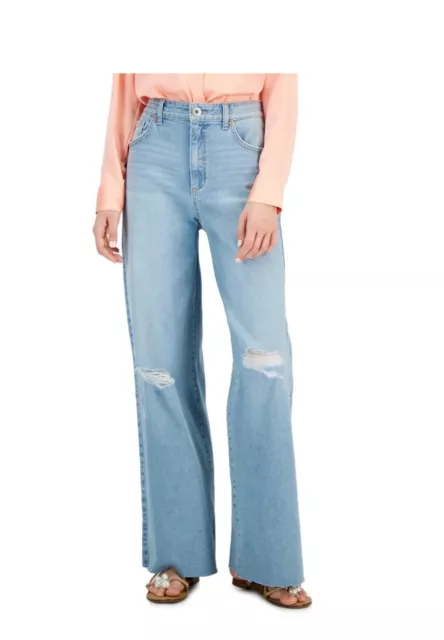 MSRP $70 Inc International Concepts Womens High Rise Wide-Leg Jeans Blue Size 4