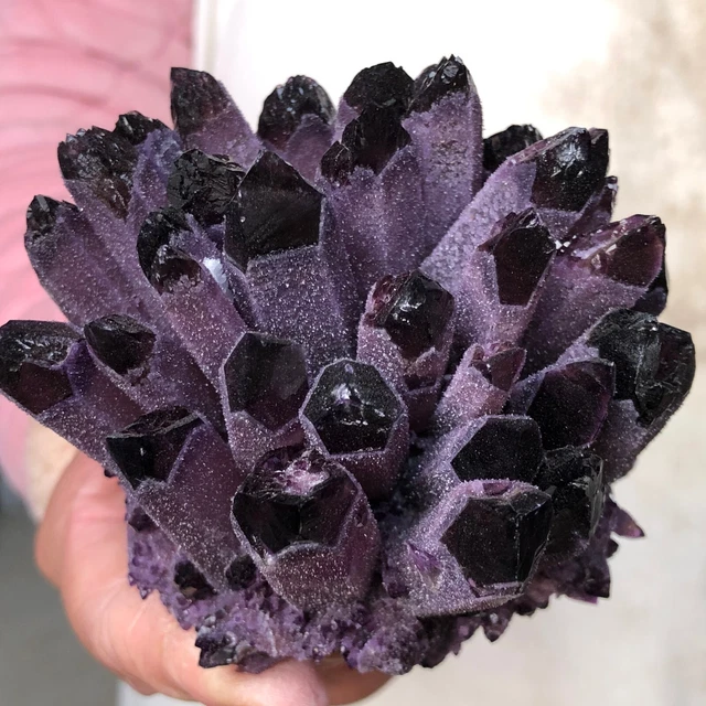 477g Find purple Phantom Quartz Crystal Cluster Mineral Specimen Healing X766