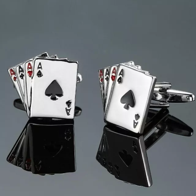 Cufflinks Classic Poker Ace Card Special Vegas Casino Occasion Dress Shirts #6