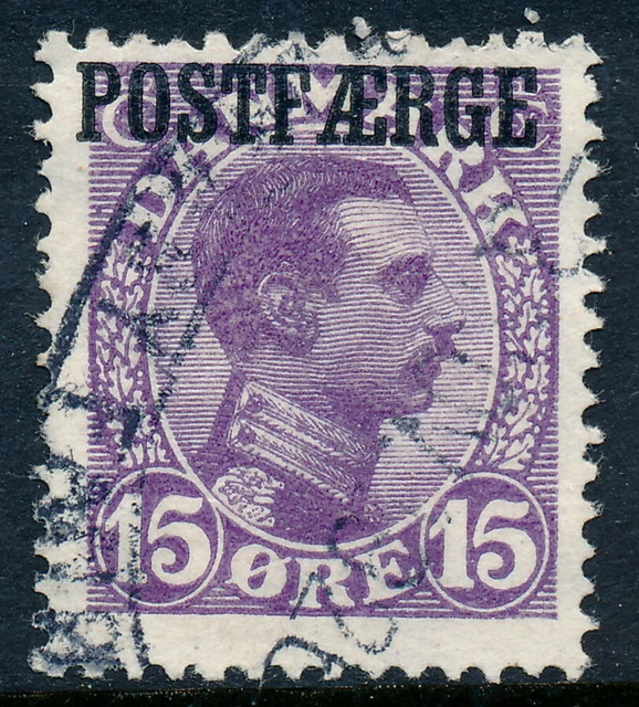 Denmark Scott Q4/AFA PF2, 15ø violet Postfærge, F sound Used, Signed DEBO BPP