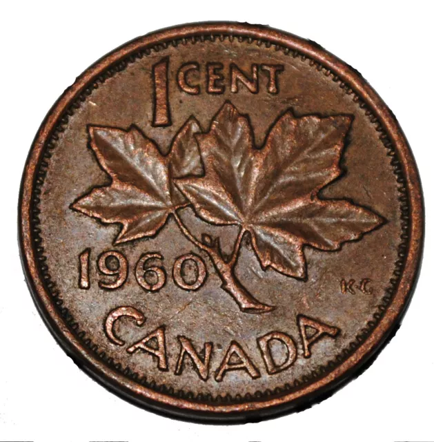 Canada 1960 1 Cent Copper One Canadian Penny Coin