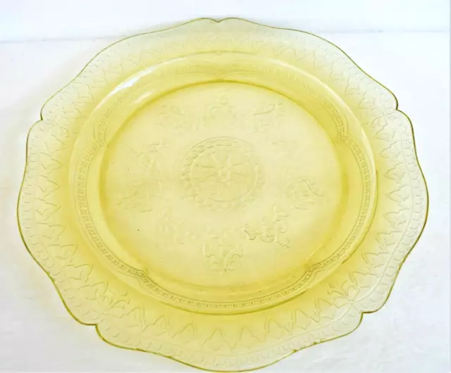 Antique Yellow Patrician Depression Pattern Dinner Plate 10 1/2 Inch