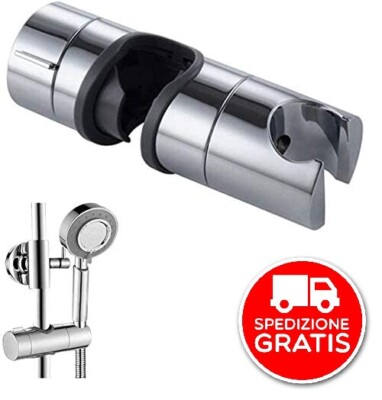 knowledgi 2 Pezzi di Supporto per Doccia Palmare in Alluminio Bacchetta Tubo Spruzzatore Titolare Fissato al Muro Doccia Testa Staffa Regolabile Doccia con Gancio 