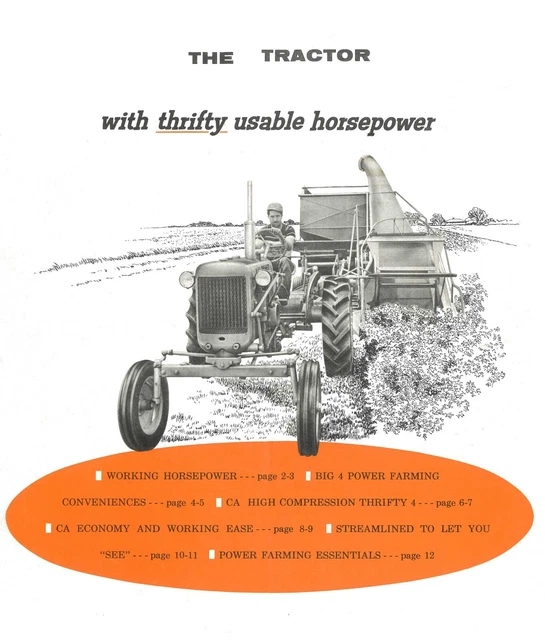 ALLIS CHALMERS CA Tractor Thrifty Usable Horsepower PTO Color Sales