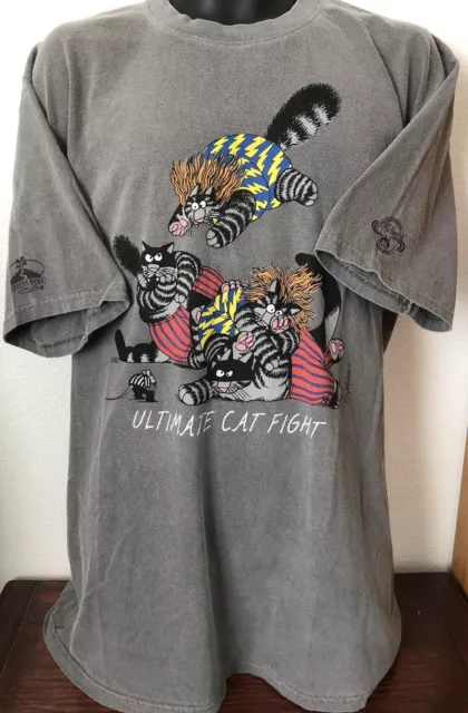 VTG. Crazy Shirts HAWAII Kliban ULTIMATE cat FIGHT CRATER DYED Men’s T-shirt XL